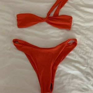 Ribbed One Shoulder High-waisted Bikini Set